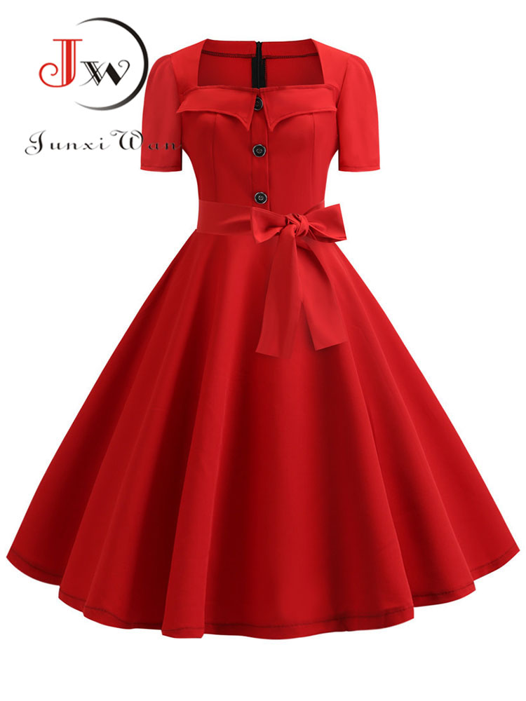 Women'S Red Formal Wear - Women Summer Dress Elegant Retro Vintage