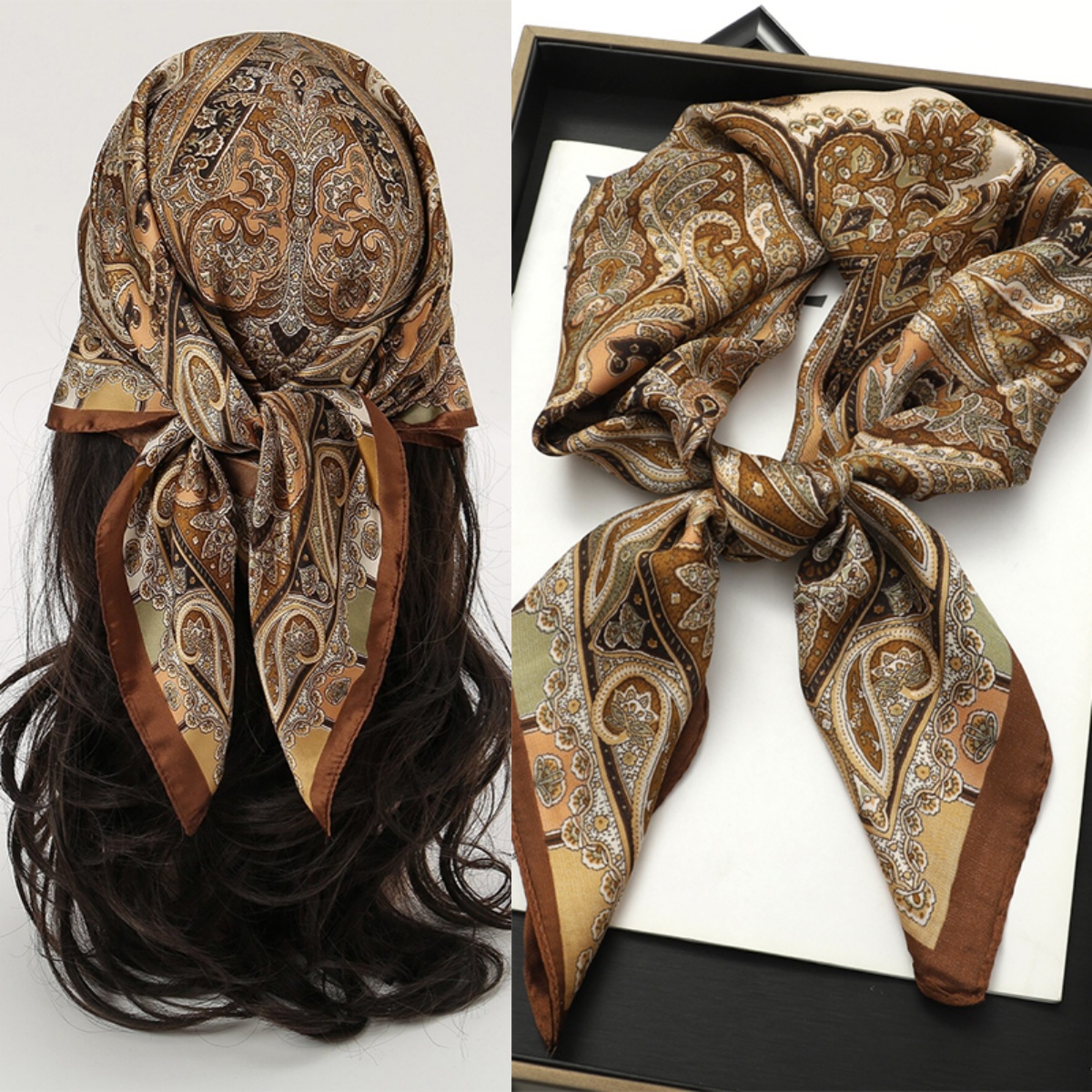 Scarf Silk Neck - Bohemian Style Print Luxury Brand Silk