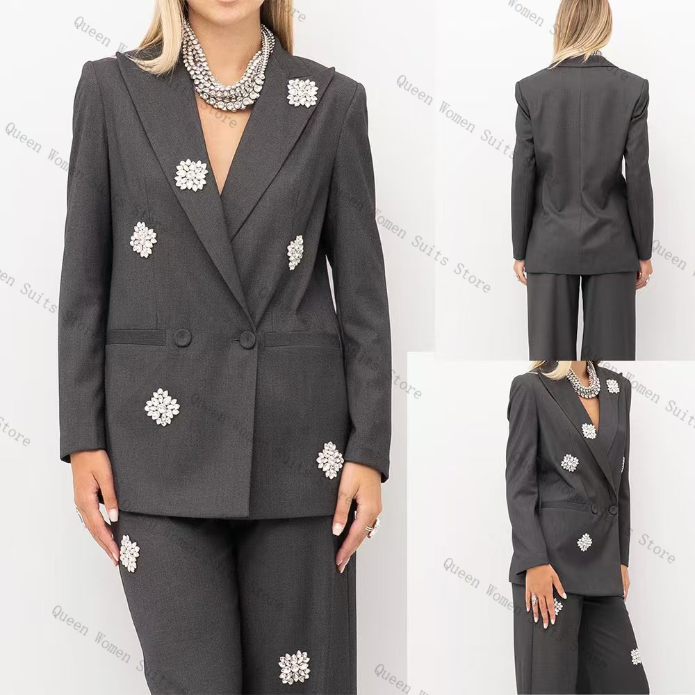 Women'S Formal Wear For A Wedding Guest - Grey Women Suit Set 2 Piece