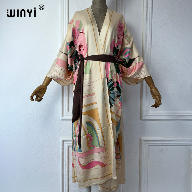 Young Women'S Formal Wear - WINYI summer print Middle east kimono