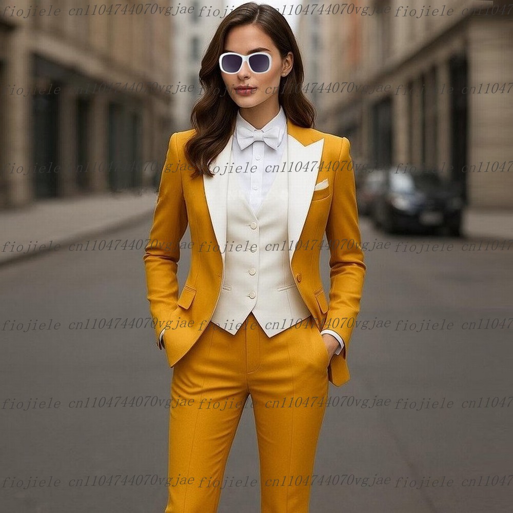 Female Formal Wear - Yellow And White Formal Business Women
