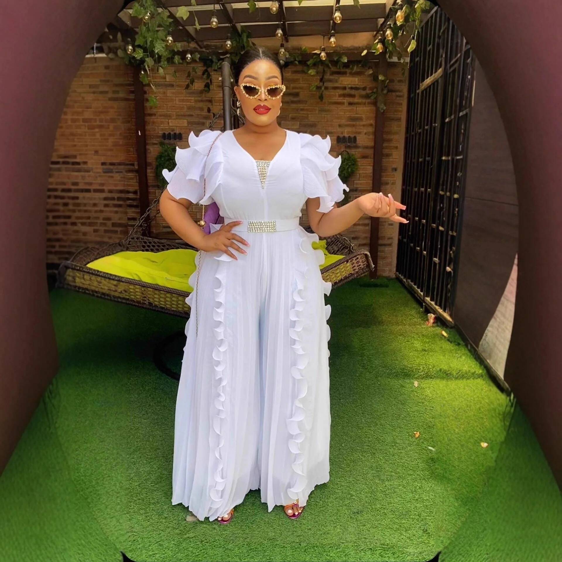 Plus Size Women's V-neck Ruffl - Women Formal Wear For Summer recensie en prijs