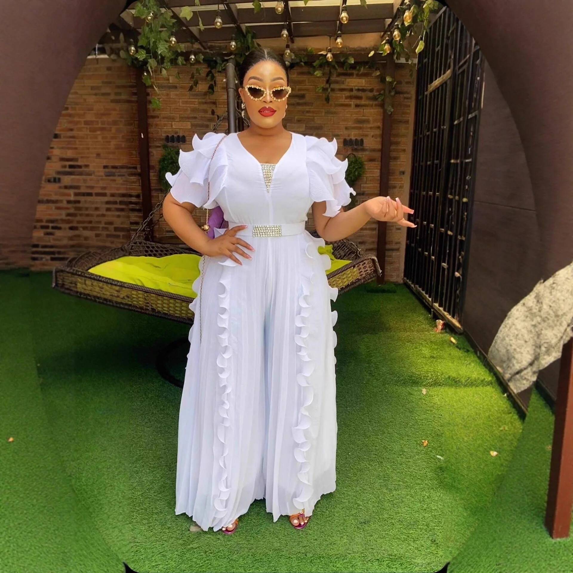 Plus Size Women's V-neck Ruffl - Women Formal Wear For Summer recensie en prijs