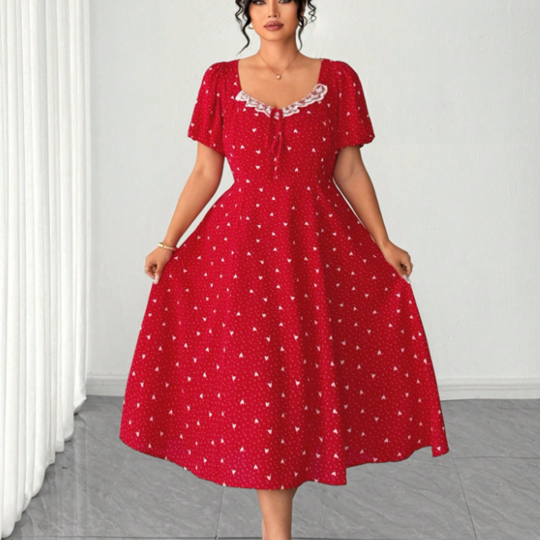 Plus Size Red Polka Dot Midi D - Women'S Red Formal Wear recensie en prijs