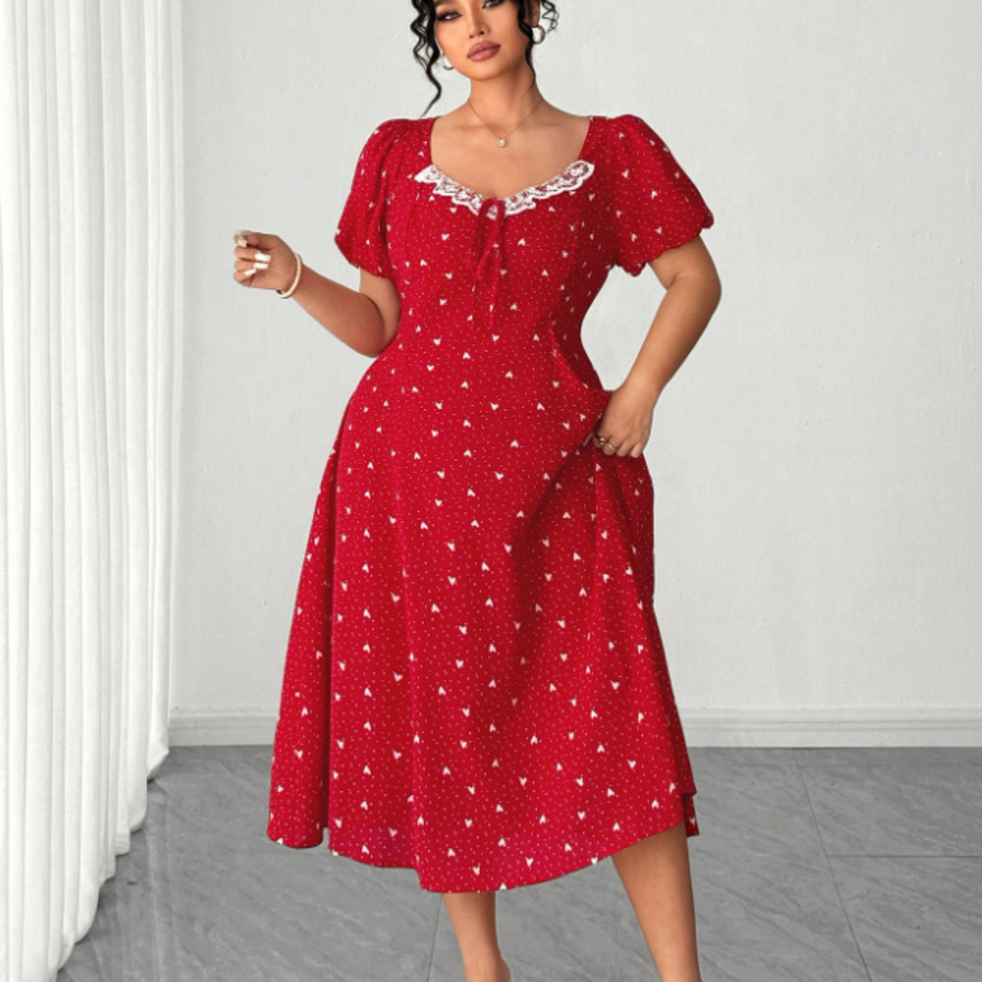 Plus Size Red Polka Dot Midi D - Women'S Red Formal Wear recensie en prijs