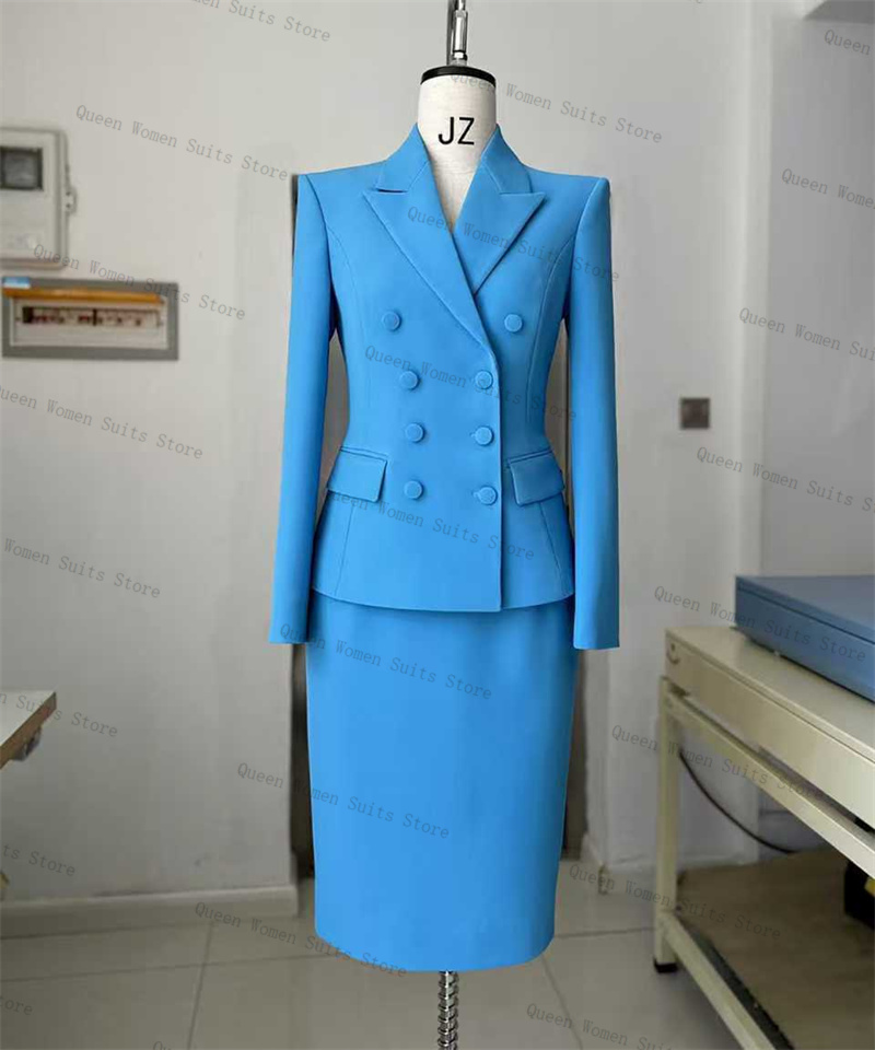 Sky Blue Women Suit Skirt Set  - Women'S Formal Wear For A Wedding Guest recensie en prijs