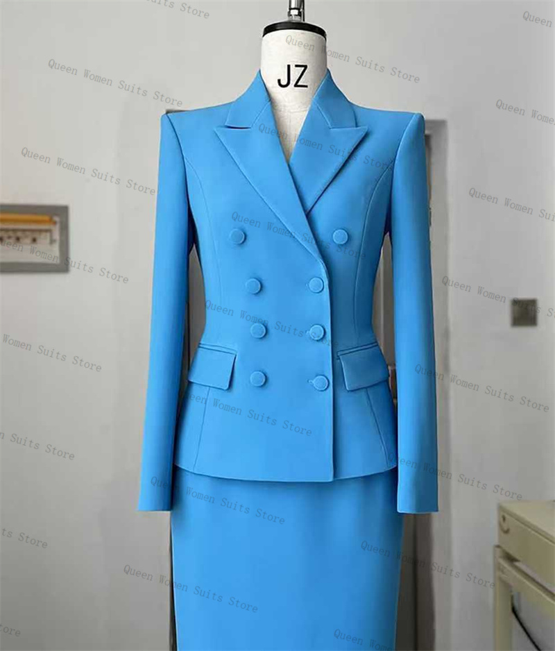Sky Blue Women Suit Skirt Set  - Women'S Formal Wear For A Wedding Guest recensie en prijs