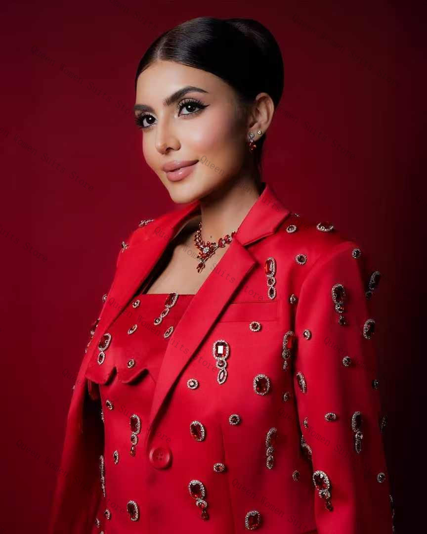 Luxury Red Crystals Women Suit - Women'S Red Formal Wear recensie en prijs