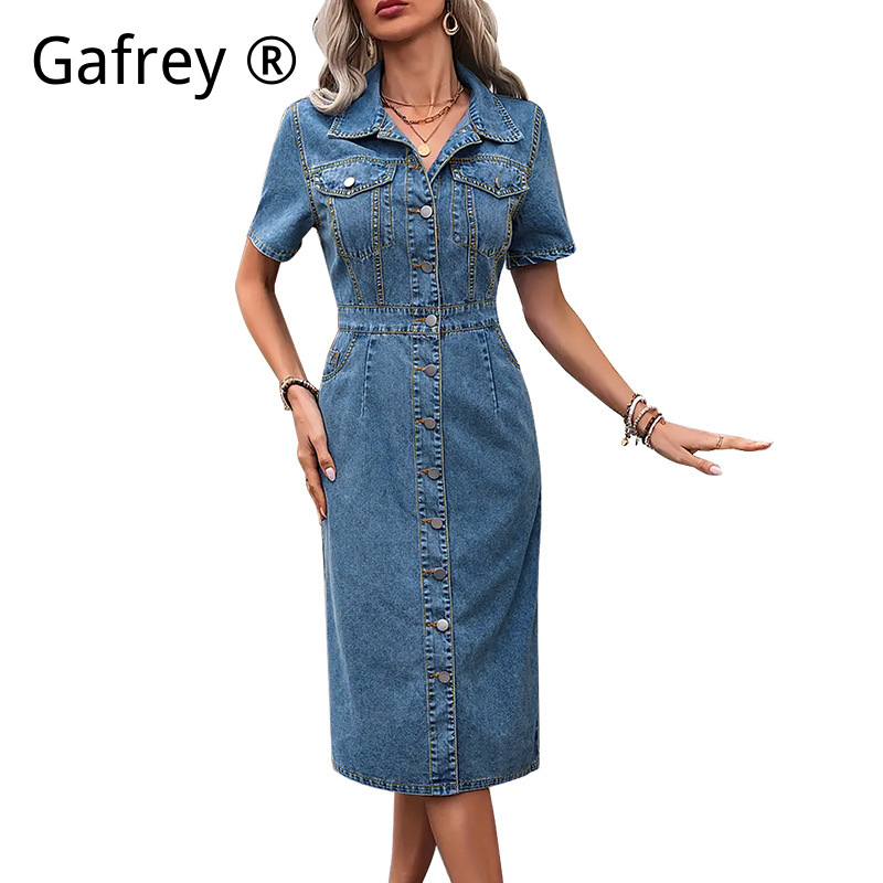 Plus Size Women Lapel Denim Dr - Women Formal Wear For Summer recensie en prijs