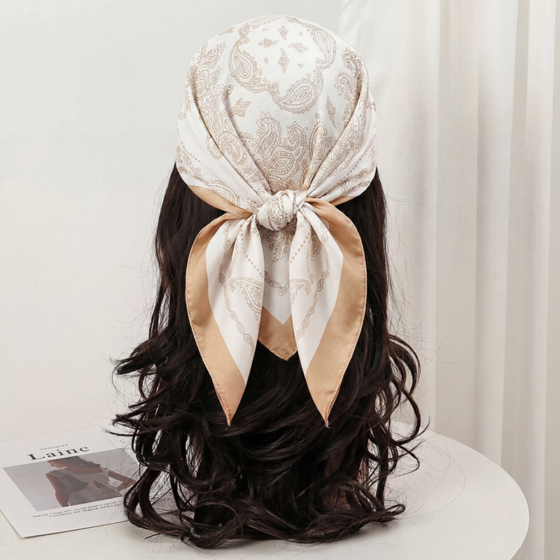 Vintage Beige Paisley Print Sq - Scarf Silk Neck recensie en prijs