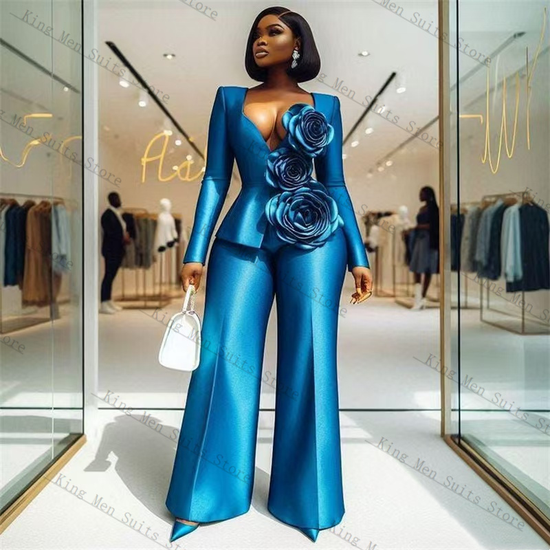 Blue Satin Women Suit Set 2 Pc - Women'S Formal Wear For A Wedding Guest recensie en prijs