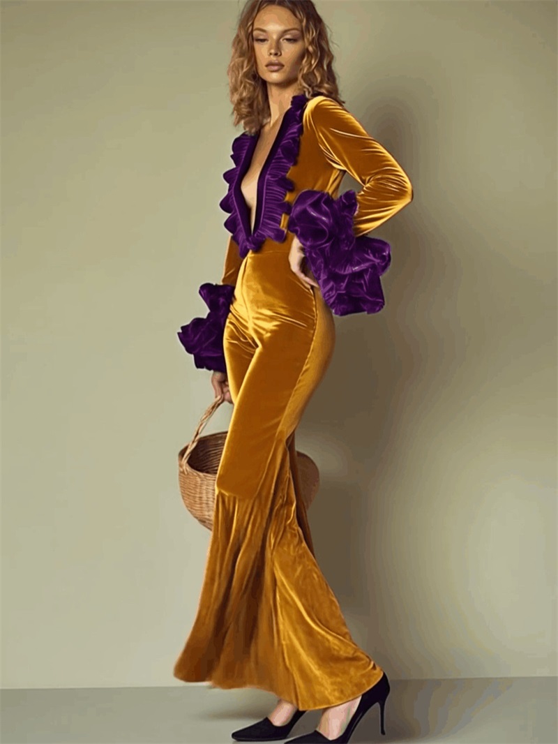 Yellow Purple Velvet Women Jum - Women'S Formal Wear For A Wedding Guest recensie en prijs
