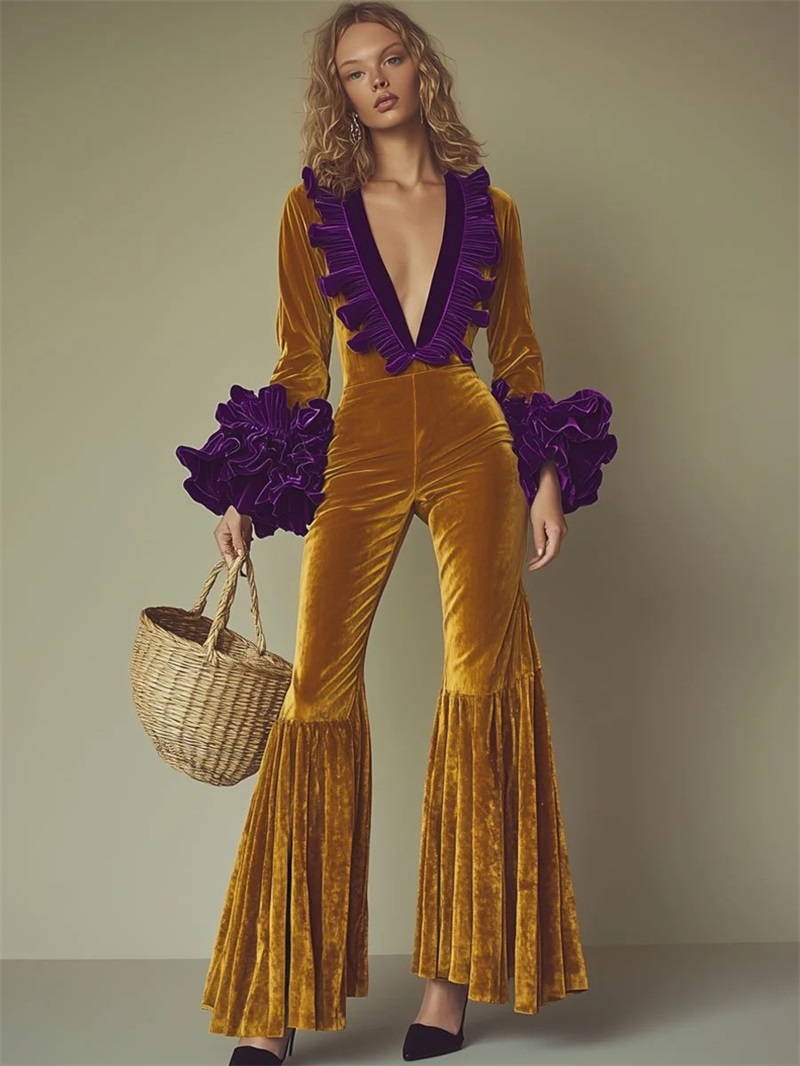 Yellow Purple Velvet Women Jum - Women'S Formal Wear For A Wedding Guest recensie en prijs